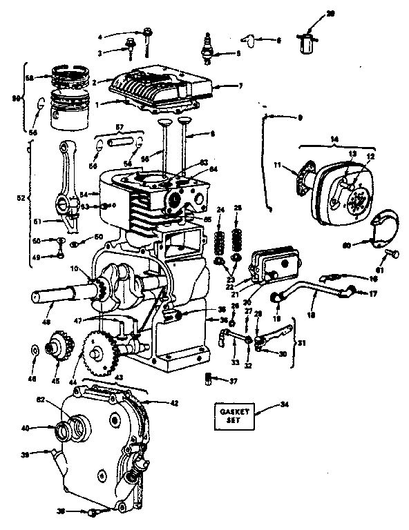 Cylinder And Crankcase Diagram and Parts List for 130200-130299 1908-01-1908-01 Briggs and Stratton Engine